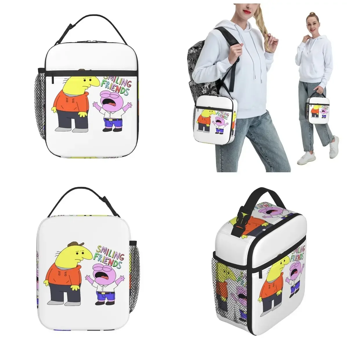 Smiling Friends I LOVE SMILING Insulated Lunch Bag Food Container Portable Cooler Thermal Lunch Boxes For Travel