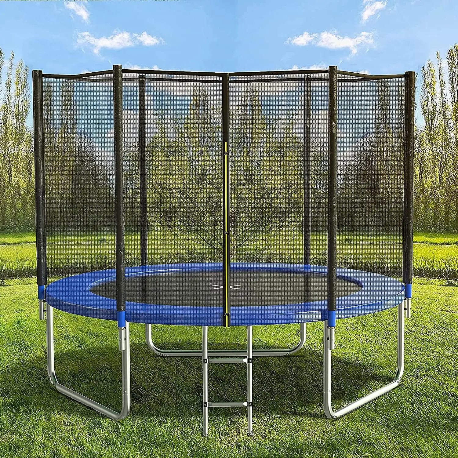 

AOTOB 8FT 10FT 12FT 14 FT 15FT Trampoline with Safety Enclosure Net，Outdoor Trampoline with Basketball Hoop, Heavy Duty Jumping