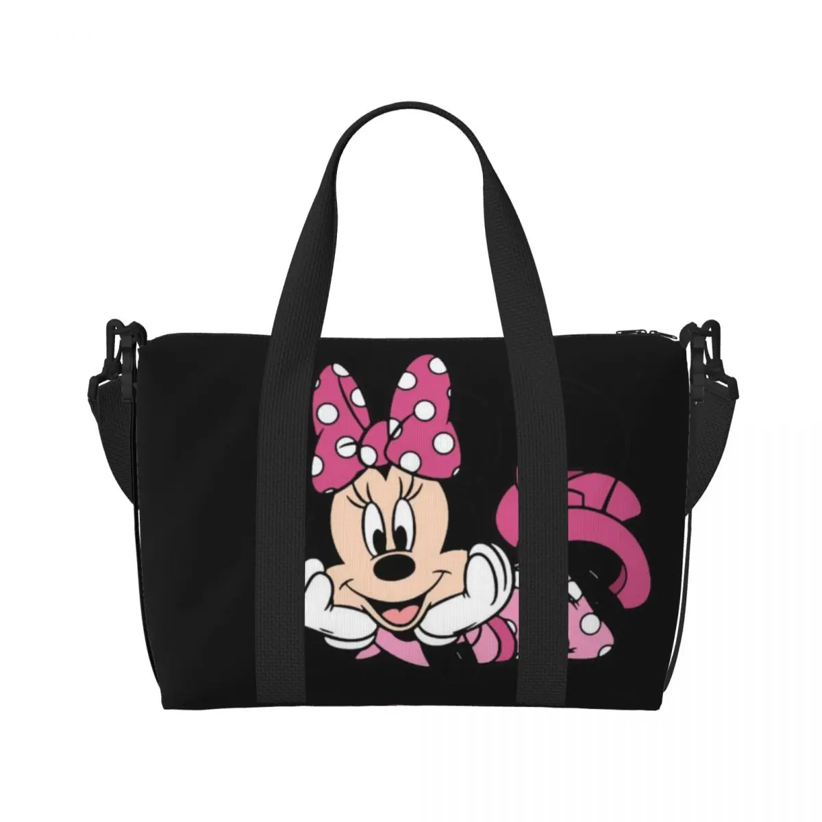 Custom Mickey Mouse Minnie Groceries Tote Shopping Bag Women Large Capacity Cartoon Beach Gym Travel Bags