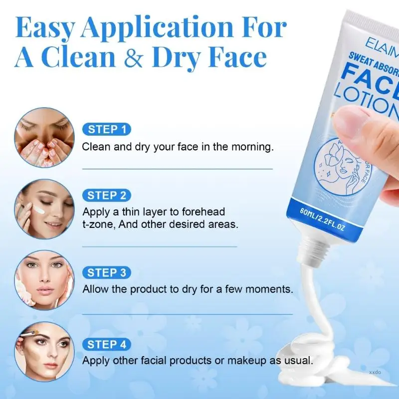 ELAIMEI Antiperspirant Sweat Absorbing Face Lotion Antiperspirant for Face Forehead Scalp Sweat Blocker Face Lotion Deodorant