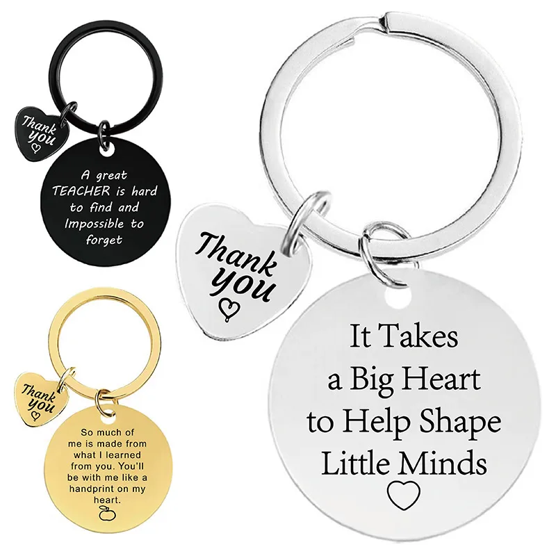 Customized Stainless Steel Teacher Key Chain Thank You Teacher Teachers'Day Keyring DIY Jewelry Gifts Wholesale