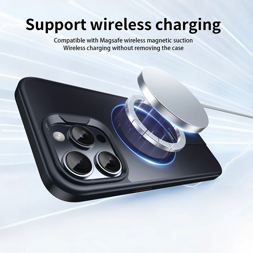 아이폰 16 15 14 13 Pro 12 Max Plus 16Pro용 투명 합금 브래킷 마그네틱 폰 케이스, 무광택 15Promax 하드 커버