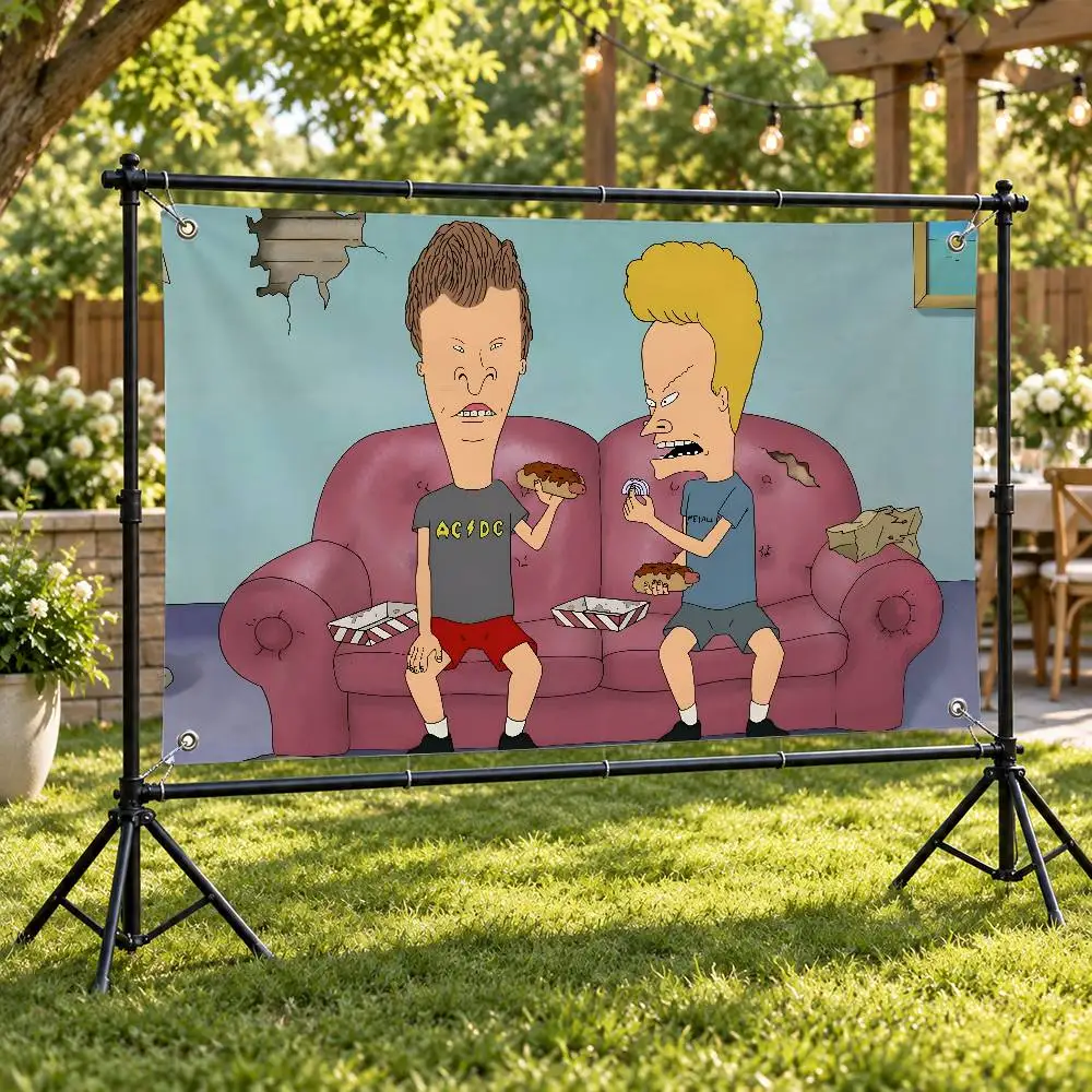 Cartoon B-Beavis And Butthead Aesthetic Wall Tapestry Flag Printed Wall Hanging Living Room Party Outdoor Decor
