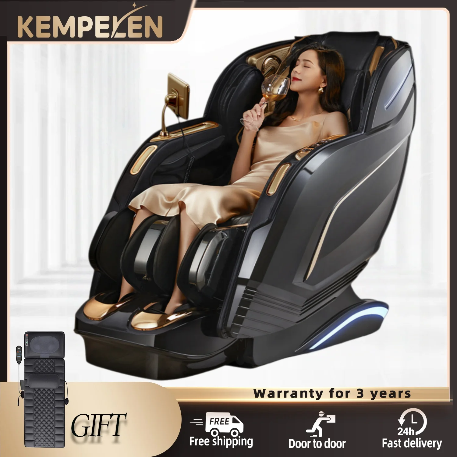 Sillón de Masaje 4D MAX con Tecnología IA, Riel SL, Gravedad Cero, Bolsas de Aire Completas, Estiramiento Tailandés y Spa de Iones Negativos