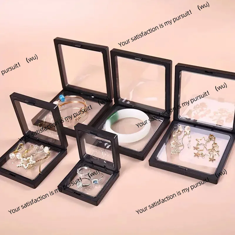 10pcs,Transparent floating display box, plastic film jewelry packaging box, jewelry, necklace, ring, and collectible storage box