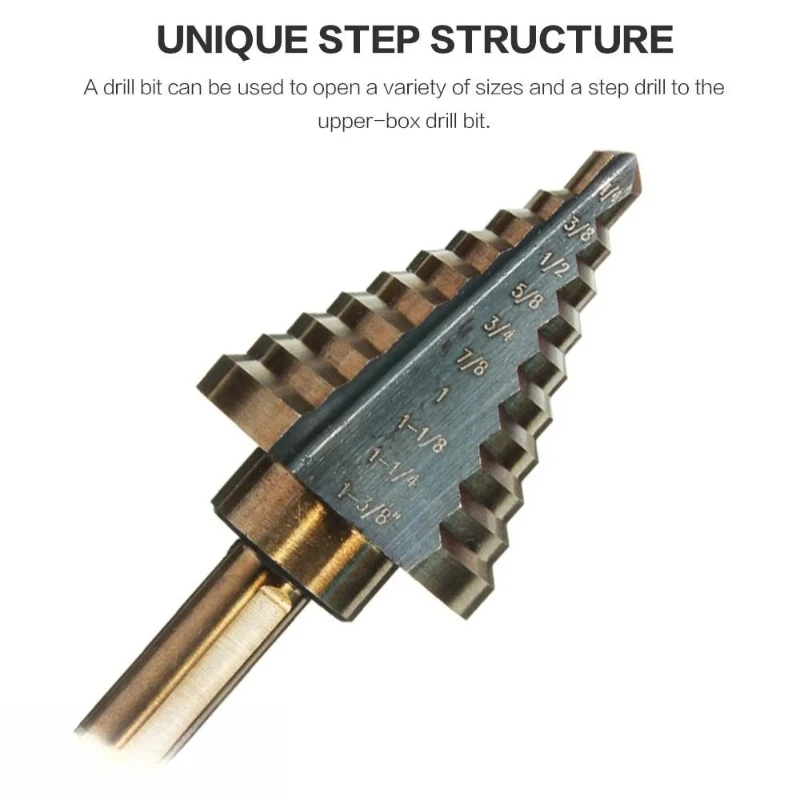 5Pcs Cobalt Titanium Step Drill Bit Set 50 Sizes Conical Hole Cutter for Stainless Steel Sheet Metal Wood Drilling