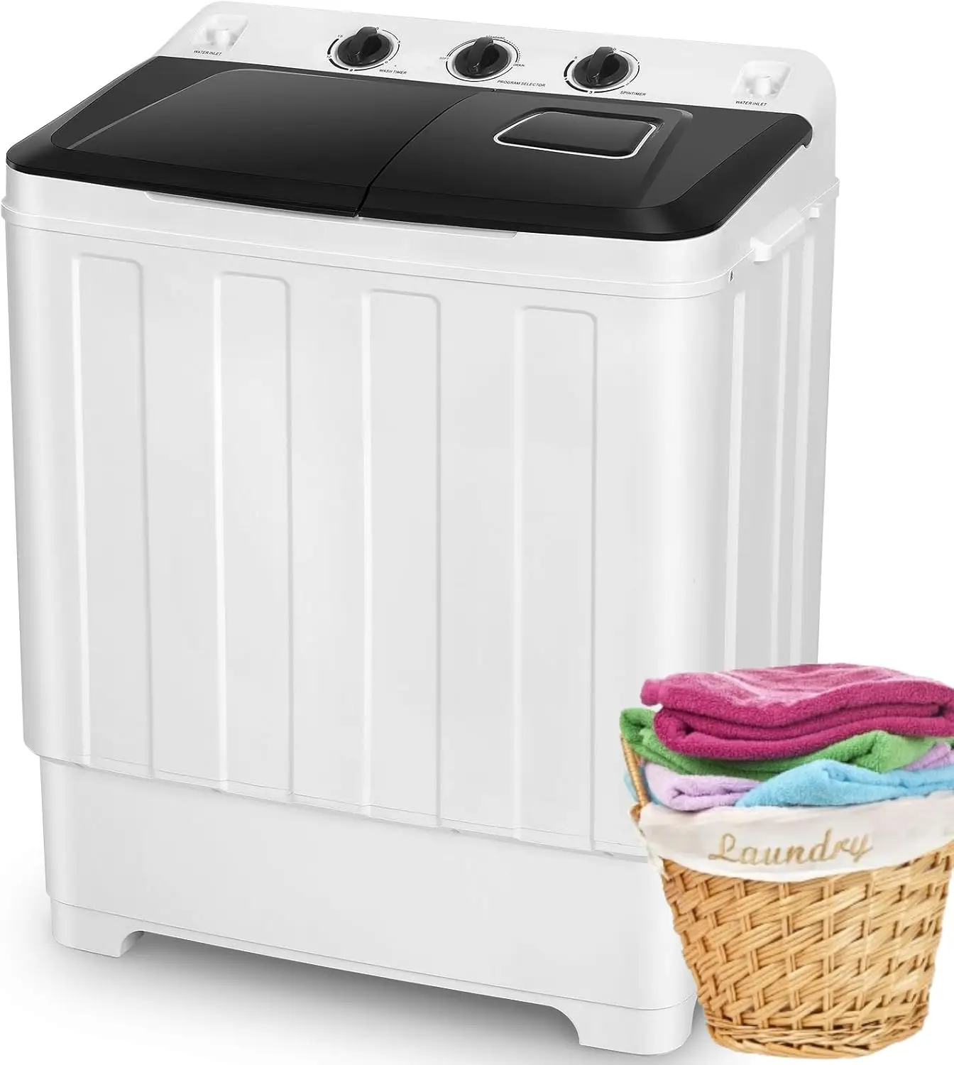 Portable Washing Machine 30lbs Capacity Twin Tub Compact Laundry Machine 19Lbs Washer and 11lbs Spin