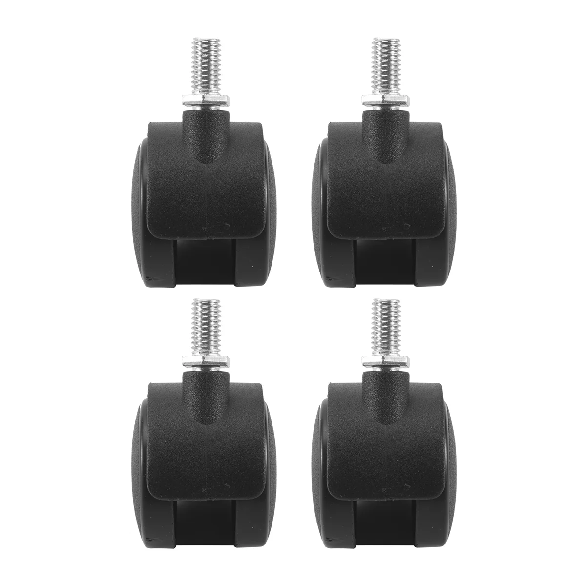 Rodízio giratório de plástico A013, haste de parafuso de 8 mm, roda de 1,5 polegadas de diâmetro, 4 peças, preto