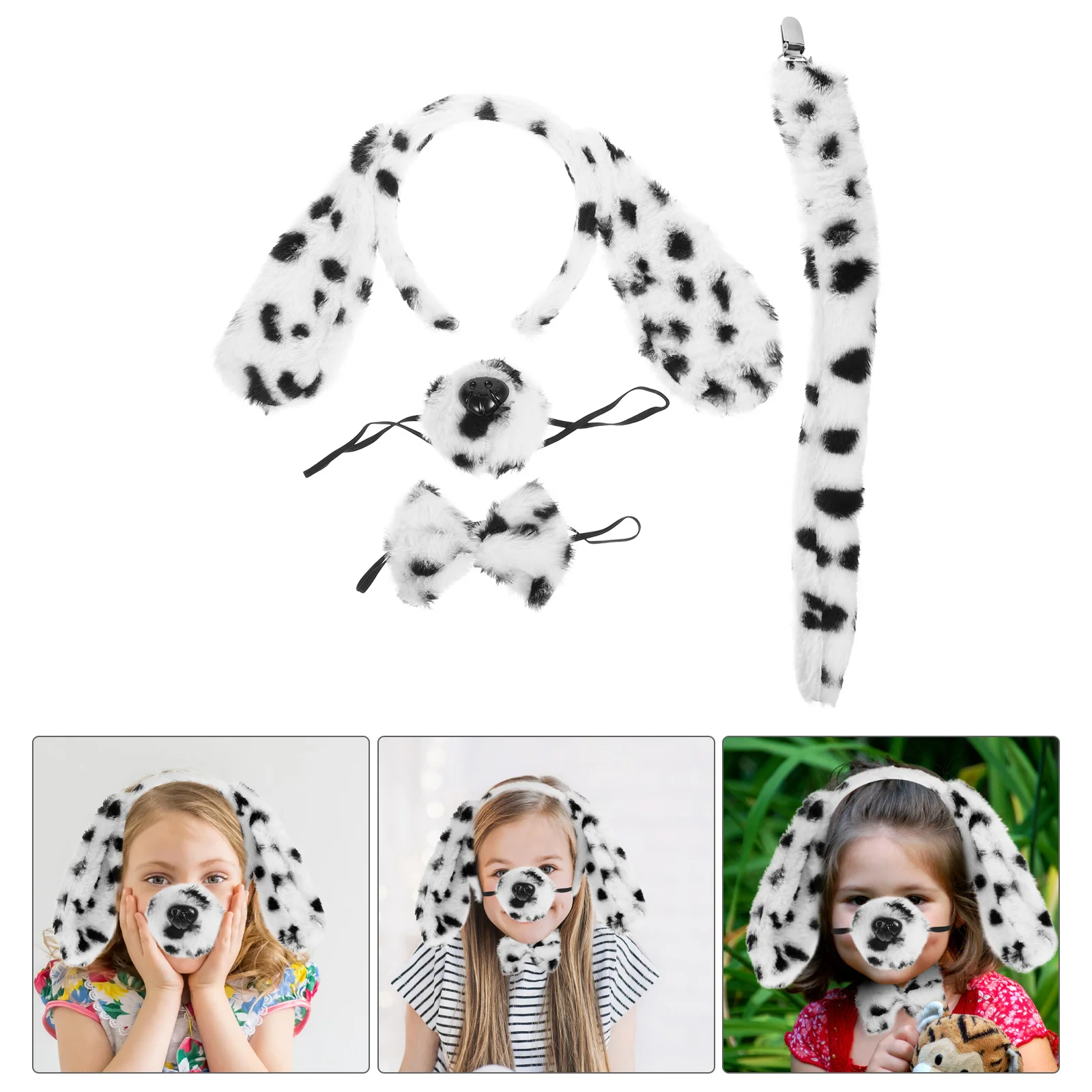 

1Set Pet Dog Costume Kit Animal Ears Headband Bowtie Tail Party Decorative Props Pet Dog Costume Set Halloween Cosplay Supplies