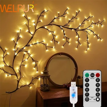 96led ramo de árvore lâmpada quarto decoração da parede salgueiro videira árvore luz tira 8 modos iluminação diy atmosfera luz iluminação para casa