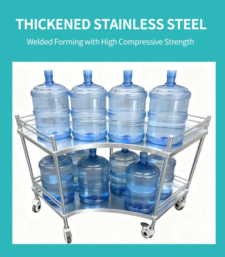 Single-drawer Double-layer Stainless Steel Instrument Cart For Hospital Clinic Furniture-. Handcart With Bucket 4 Castors