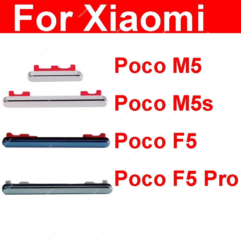 Power Volume Buttons For Xiaomi Poco M5 M5s F5 Pro On Off Power Volume Audio Switch Small Side Keys Repair Parts