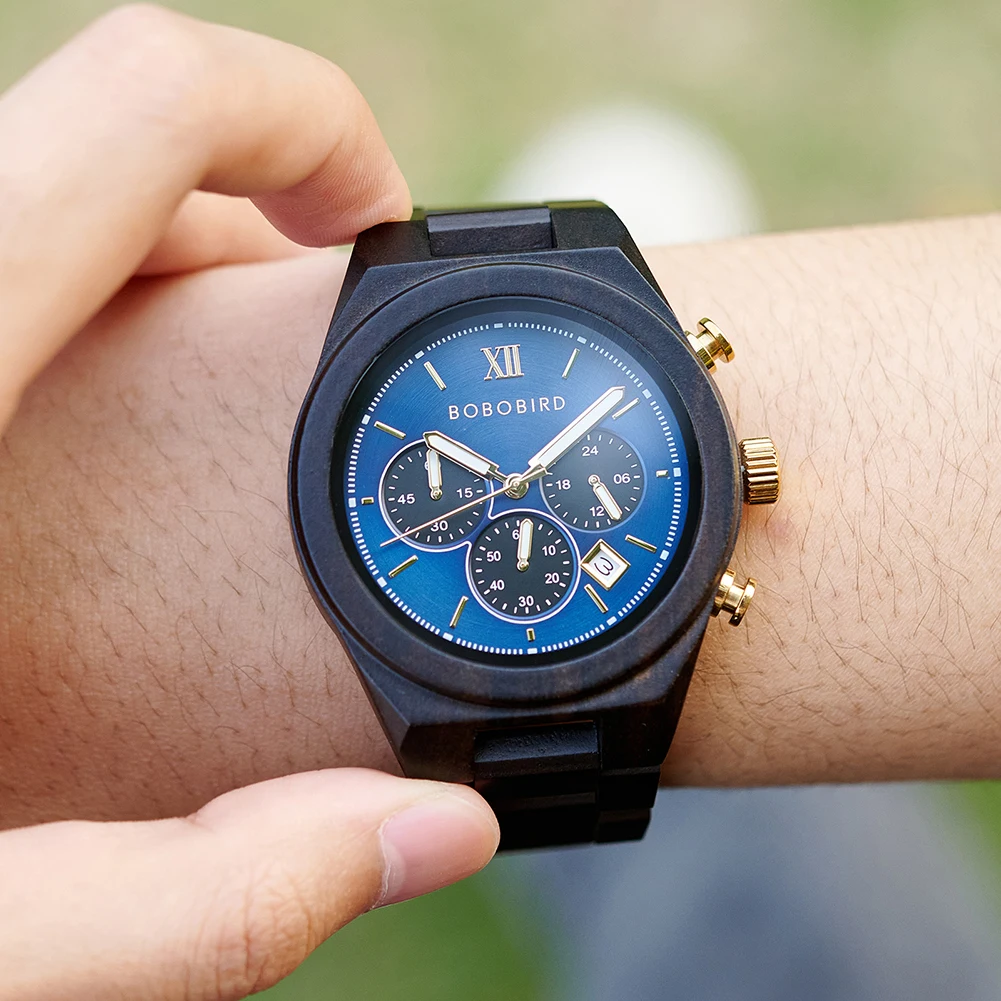 شعار مخصص ساعة خشب للرجال بوبو بورد كوارتز ساعة اليد شخصية محفورة رفقاء ساعة هدية دروبشيبينغ