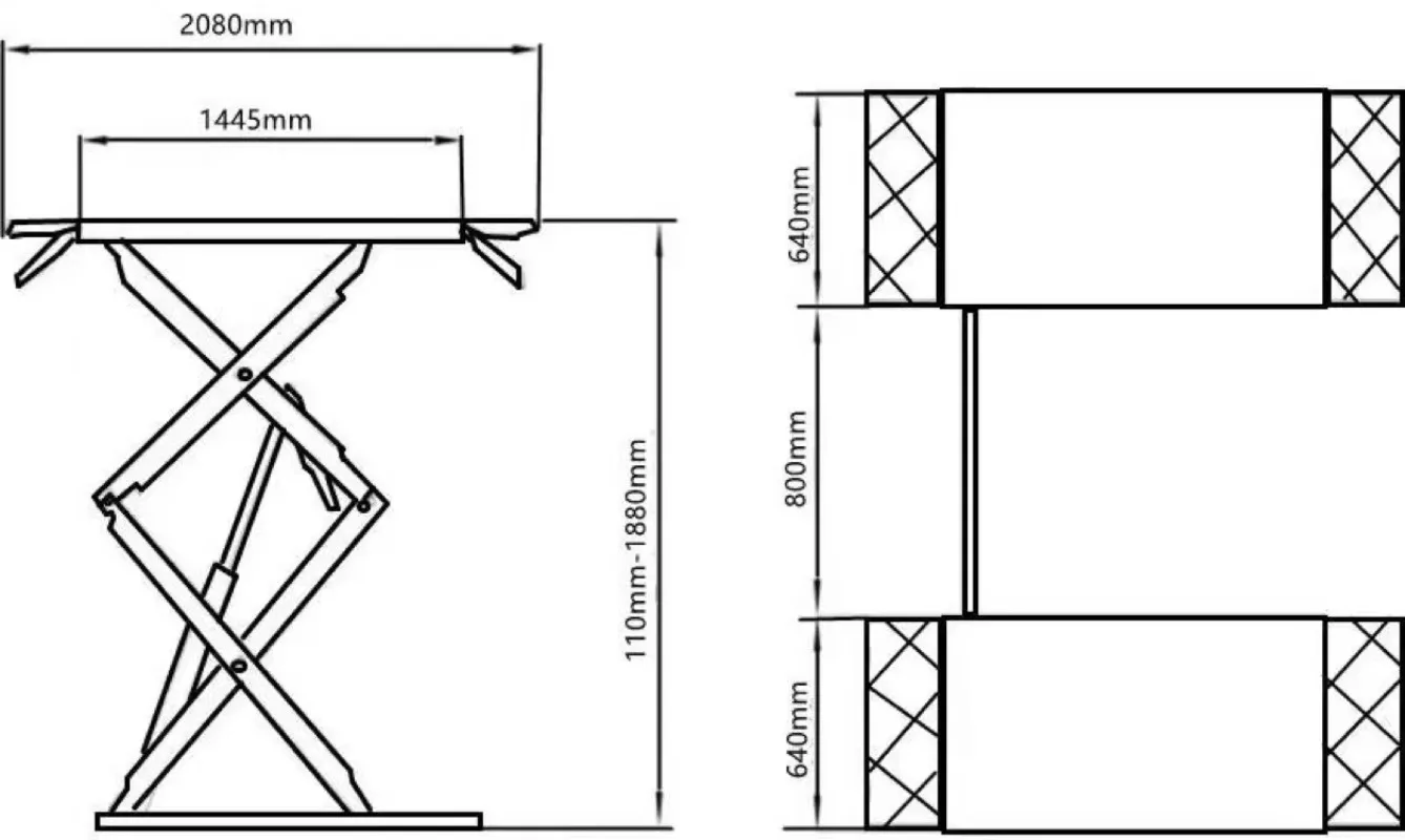 Ultra-Thin 4000kg Scissor Car Lift 2 Post Design with Hydraulic Drive/Actuation Competitive Price and 1 Year Warranty
