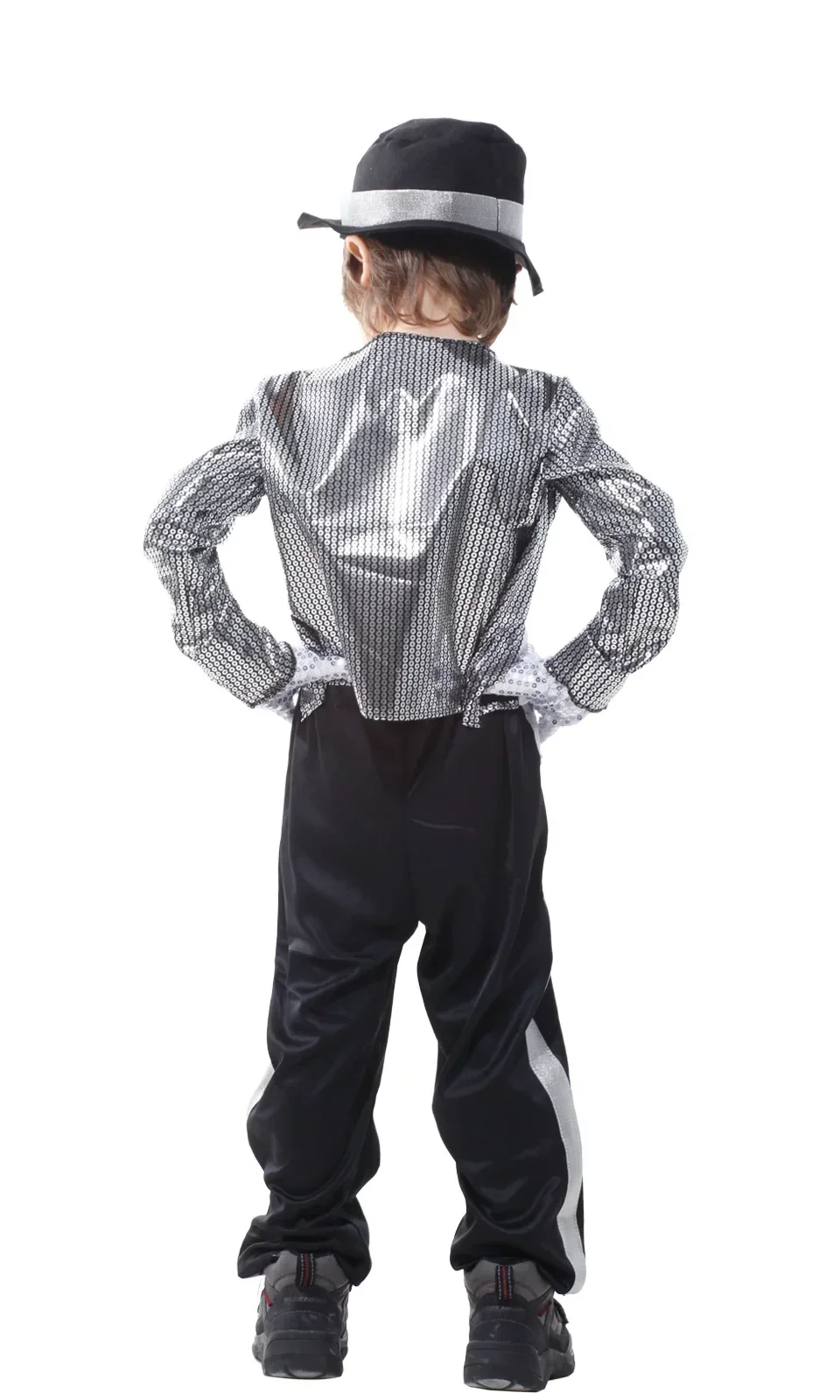 Komplettes Set Kinder Glänzendes Pailletten-Bühnenkostüm Retro Sängerkostüm Karneval Halloween Party Anzug Jazz-Tanzkostüm – Detail 2