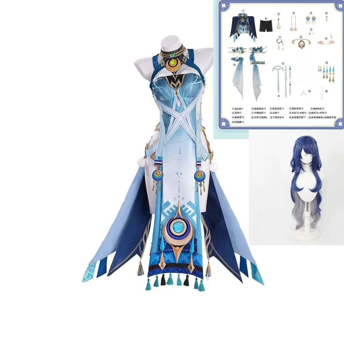 Lauma Cosplay Kostuum Genshin Impact Lauma Pruik Jurk Frostmoon Scions Hoofddeksels Halloween Party Rollenspel Kostuums en Pruik