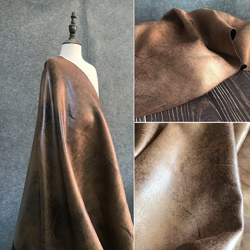 Leather Fabric for Sewing Jackets Handbags Dead Leaves Yellow Black Spots Kraft Paper Vintage Texture Leather Designer Fabric