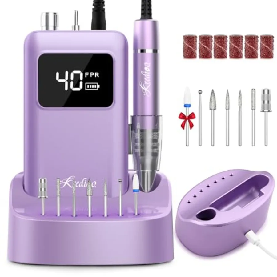 

Profional Nail Drill Brushl 40, 000RPM Rechargeable 2-in-1 Portable Electric Nail File Ultra Silent Salon Must Haves Nail Tool