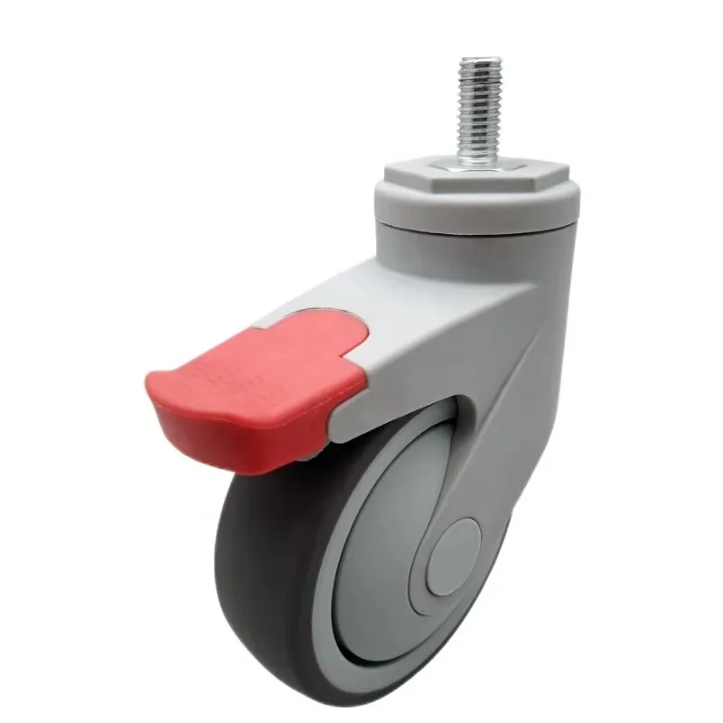 hospital bed caster 4‑Inch Nylon Thermoplastic Rubber Medical Caster Wheel Single Ball Bearing Brake 120kg Load Silent Casters