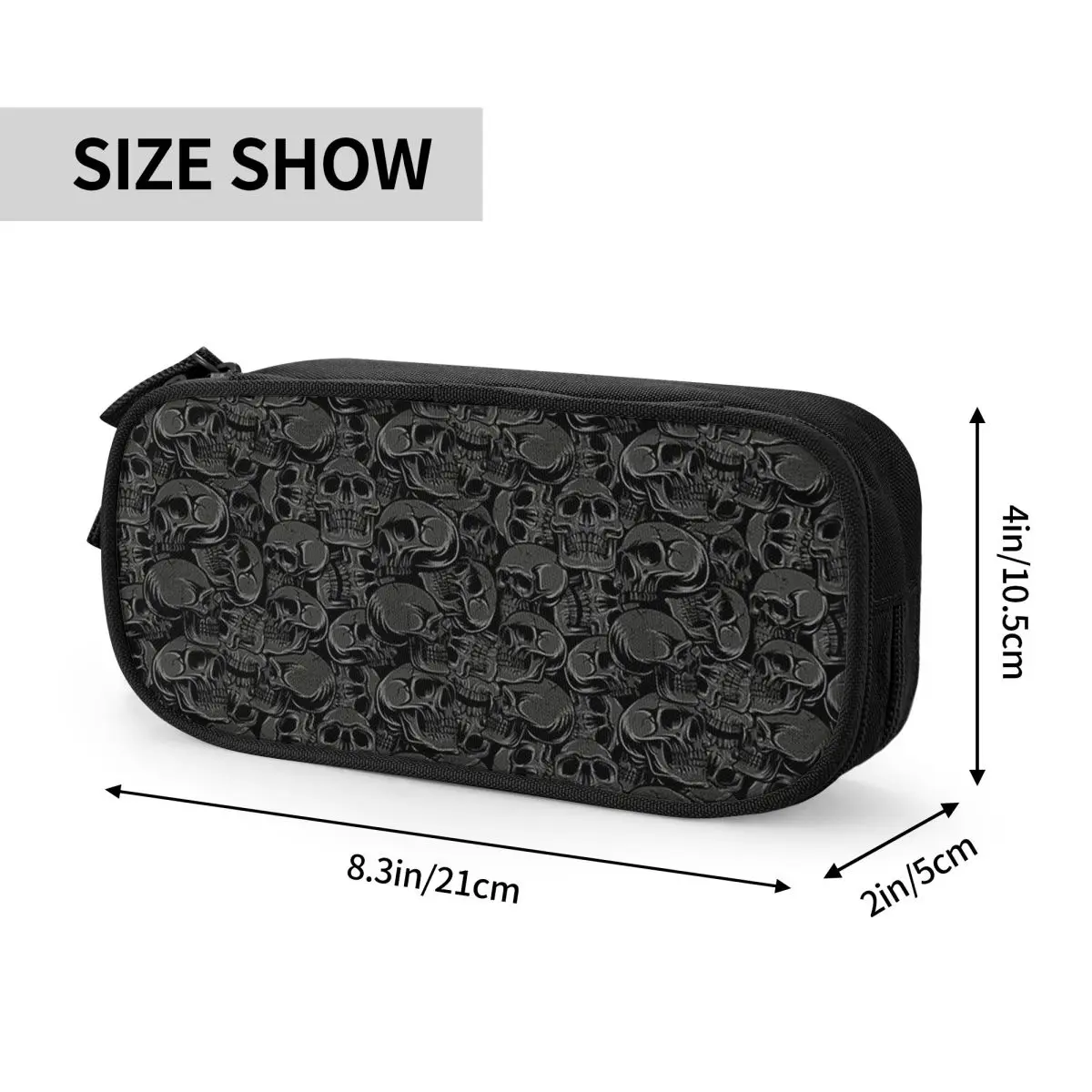 Gothic Skulls Rock Pattern Pencil Cases for Student Gifts Pen Box Pencil Bag Large Storage Pencil Pouch