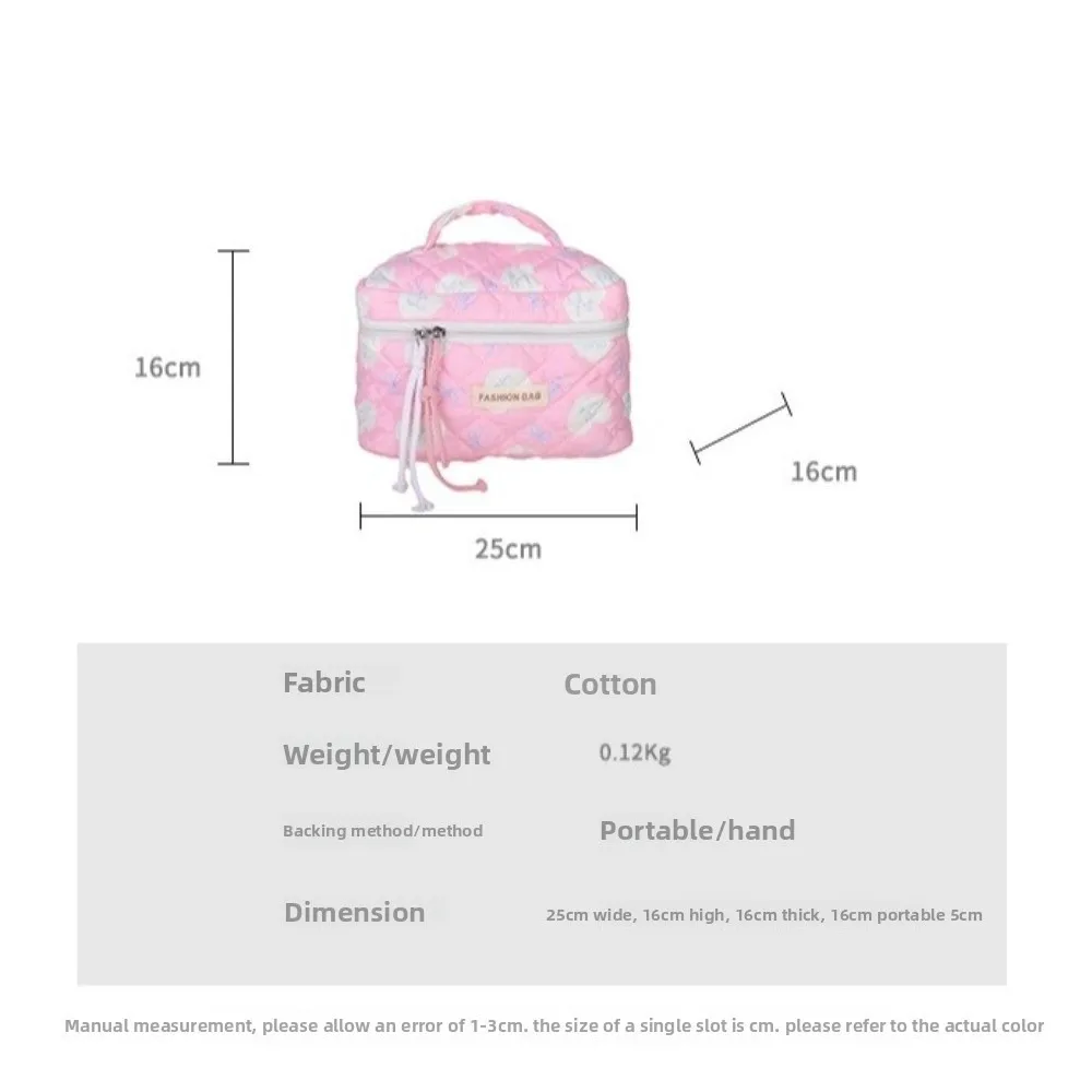 حقيبة مكياج مبطنة على شكل زهرة القوس ​ ​   يده القطن ​ ​ حقيبة أدوات الزينة ​ ​   سعة كبيرة وخفيفة الوزن ومحمولة ​   حالة مستحضرات التجميل ​ ​