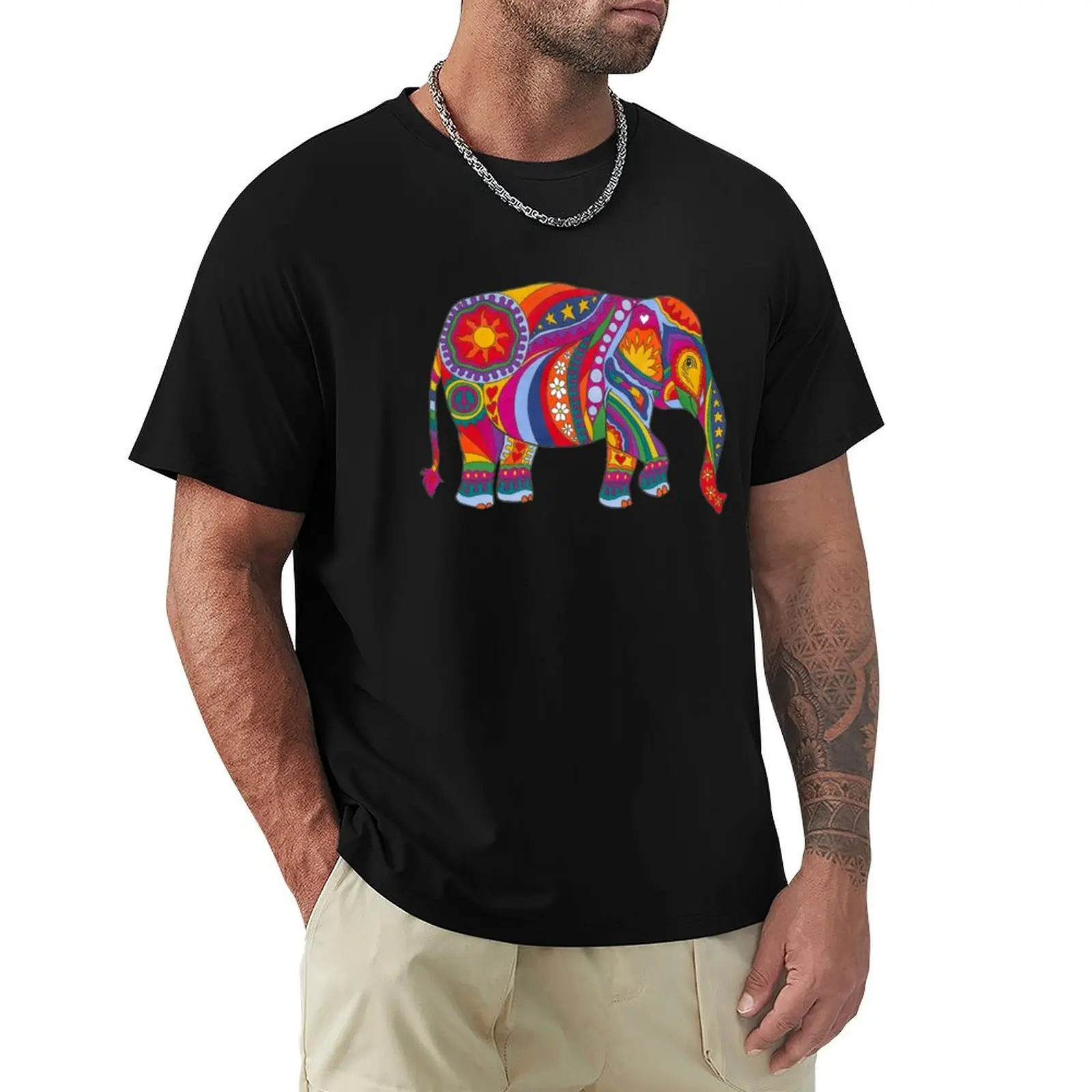 

Psychedelic Elephant T-Shirt custom t shirt quick-drying oversized graphic tee mens vintage t shirts