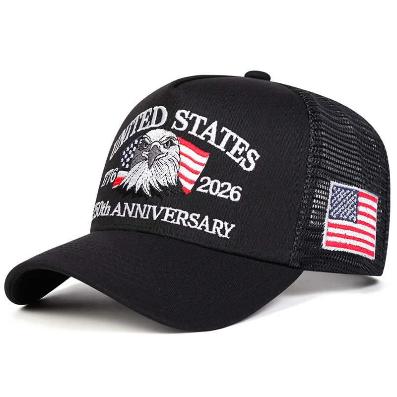 Unisex American Flag Embroidery Baseball Net Caps Spring Summer Outdoor Adjustable Casual Hats Sunscreen Hat Sports Cap