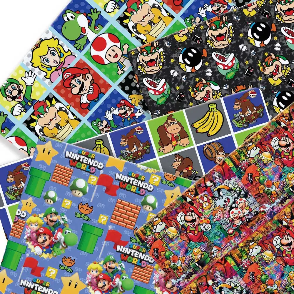 

Mario 100 cotton Cartoon Fabric 140*50cm Handmade Sewing Patchwork Quilting Baby Dress Fabric