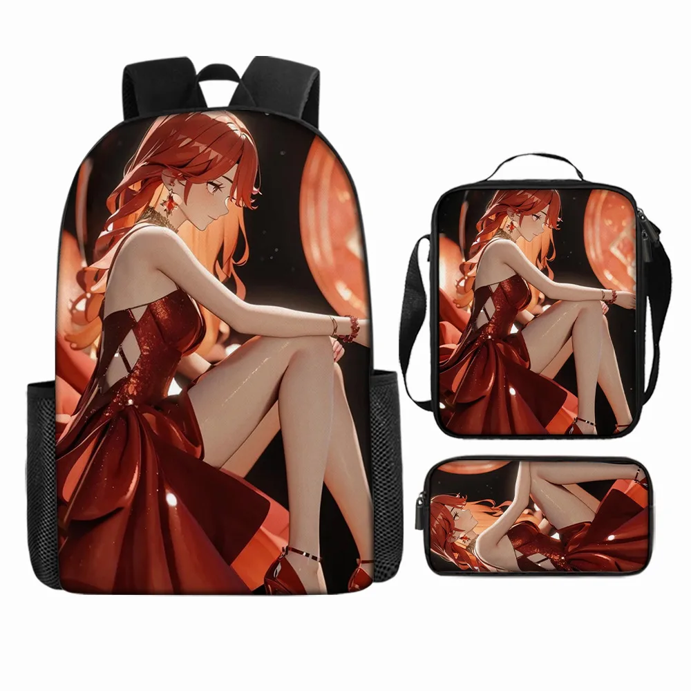 

Cartoon Popular Genshin Impact 3D Printed 3pcs/Set Student School Bags Laptop Daypack Backpack Crossbody Lunch bag Pencil Case