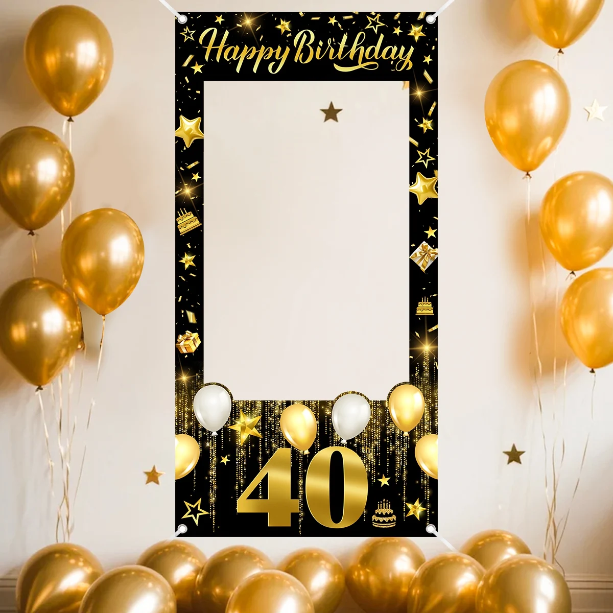 30., 40., 50., 60. Geburtstag Fotorahmen Foto-Requisiten Schwarz Gold Erwachsene 30 40 50 60 Jahre Alt Geburtstagsparty Dekoration – Detail 2