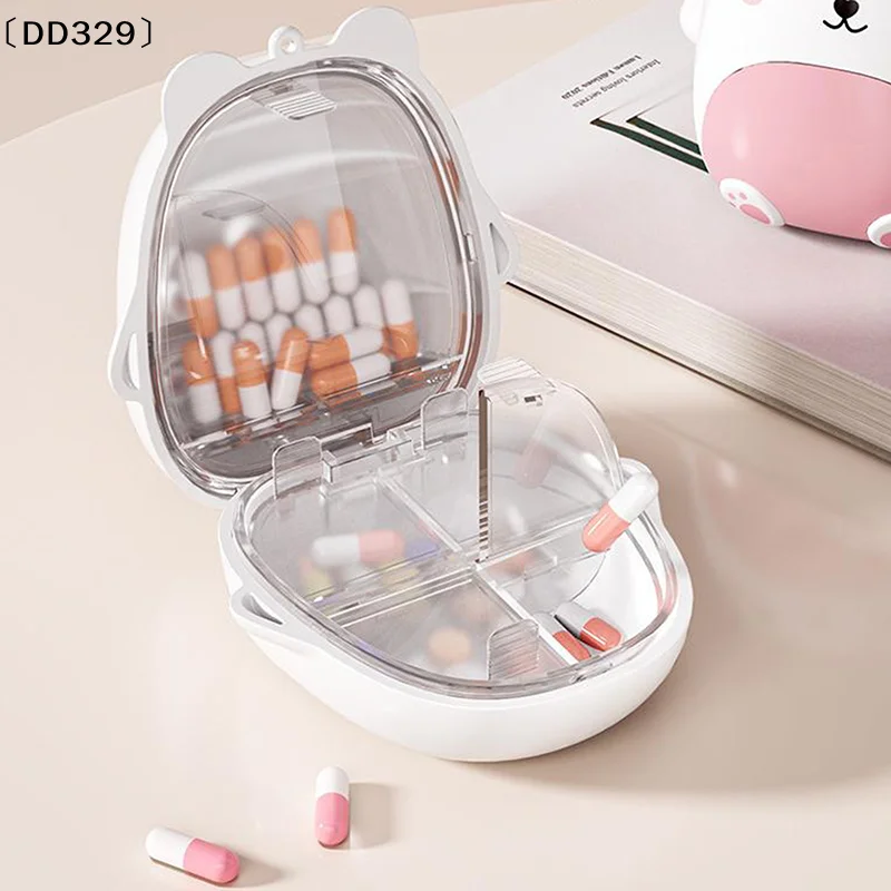 

Cute Small Bear Portable Double-layer Compartment Going Out Packed Separately Medicine Storage Plastic Pill Box Fashion〔DD329〕
