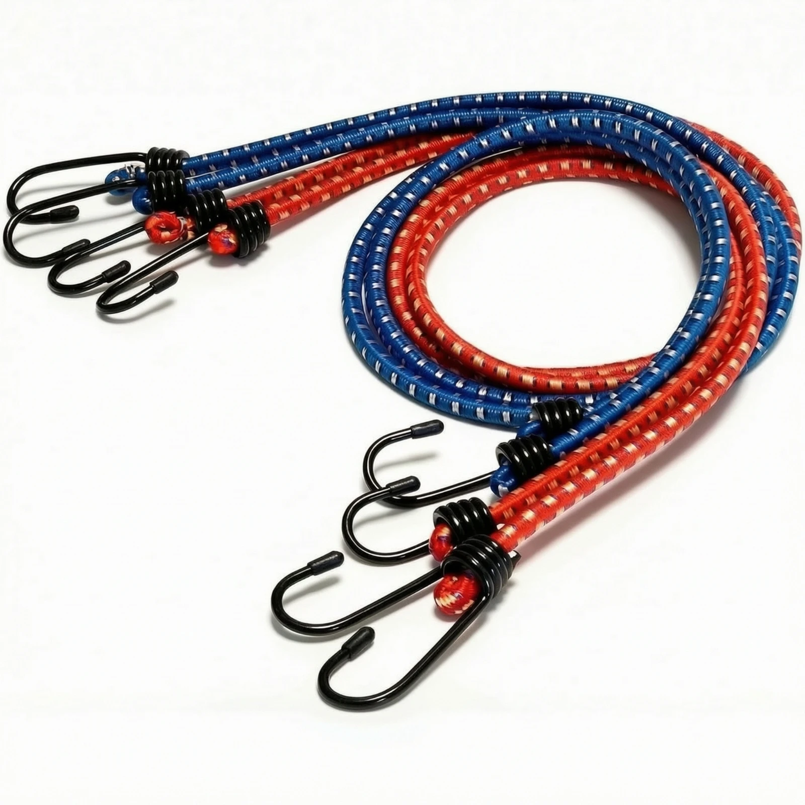 4 cordes élastiques avec crochets métalliques, cordes élastiques flexibles avec crochets, robustes pour l'extérieur, pour camping-cars, barres de toit, bacs de camion