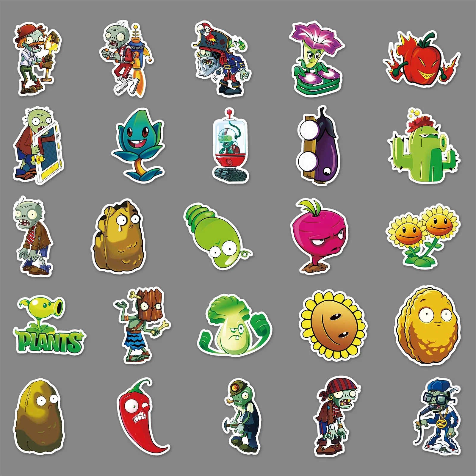 50PCS Plants Vs. Zombies Game Stickers Suitcase Suitcase Scooter Graffiti Waterproof Sticker Children Toys Kids Birthday Gifts