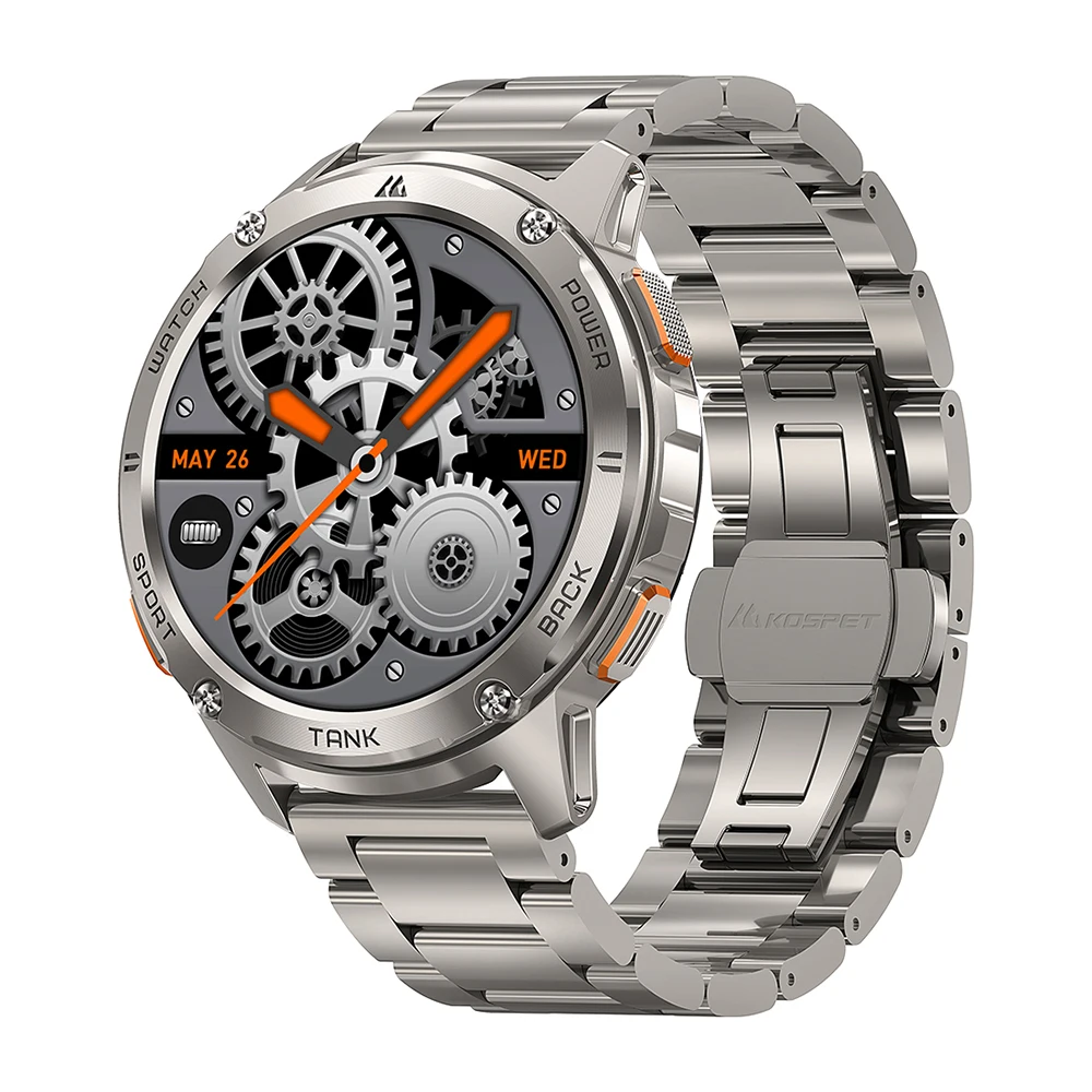 Оригинальные умные часы KOSPET TANK T3 для мужчин, 500 мАч, военные умные часы, прочные AOD AMOLED, Bluetooth-вызов, водонепроницаемые мужские часы
