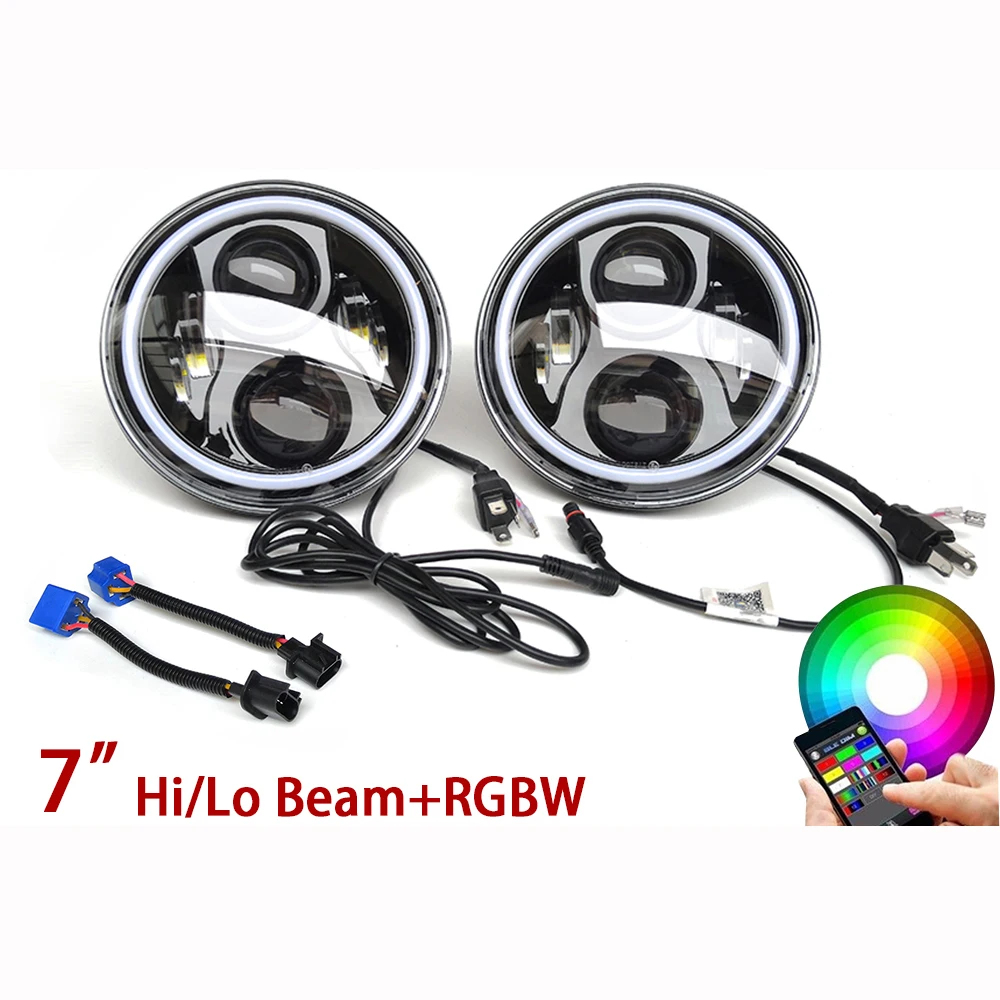 

Super Bright Auto Lighting System 12v 24v 50W 30W Off Road 4x4 Angle Eye RGB 7inch LED Headlight Conversion Kit For Off road