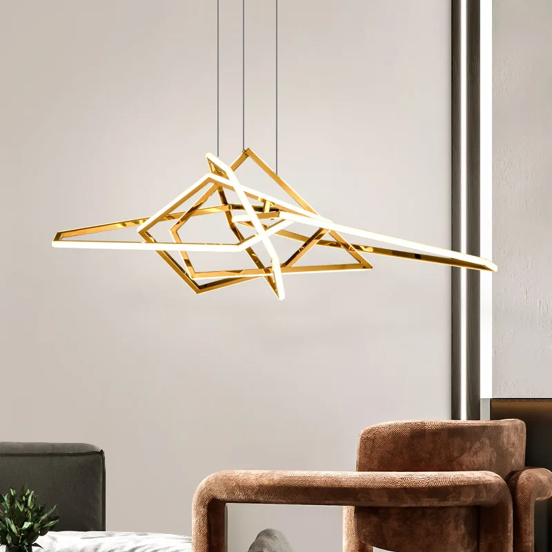 Moderne Creativiteit Onregelmatige Vorm Kroonluchters Goud Licht Luxe Stalen Woonkamer Eetkamer Led Hanglampen Slaapkamer Glanslampen