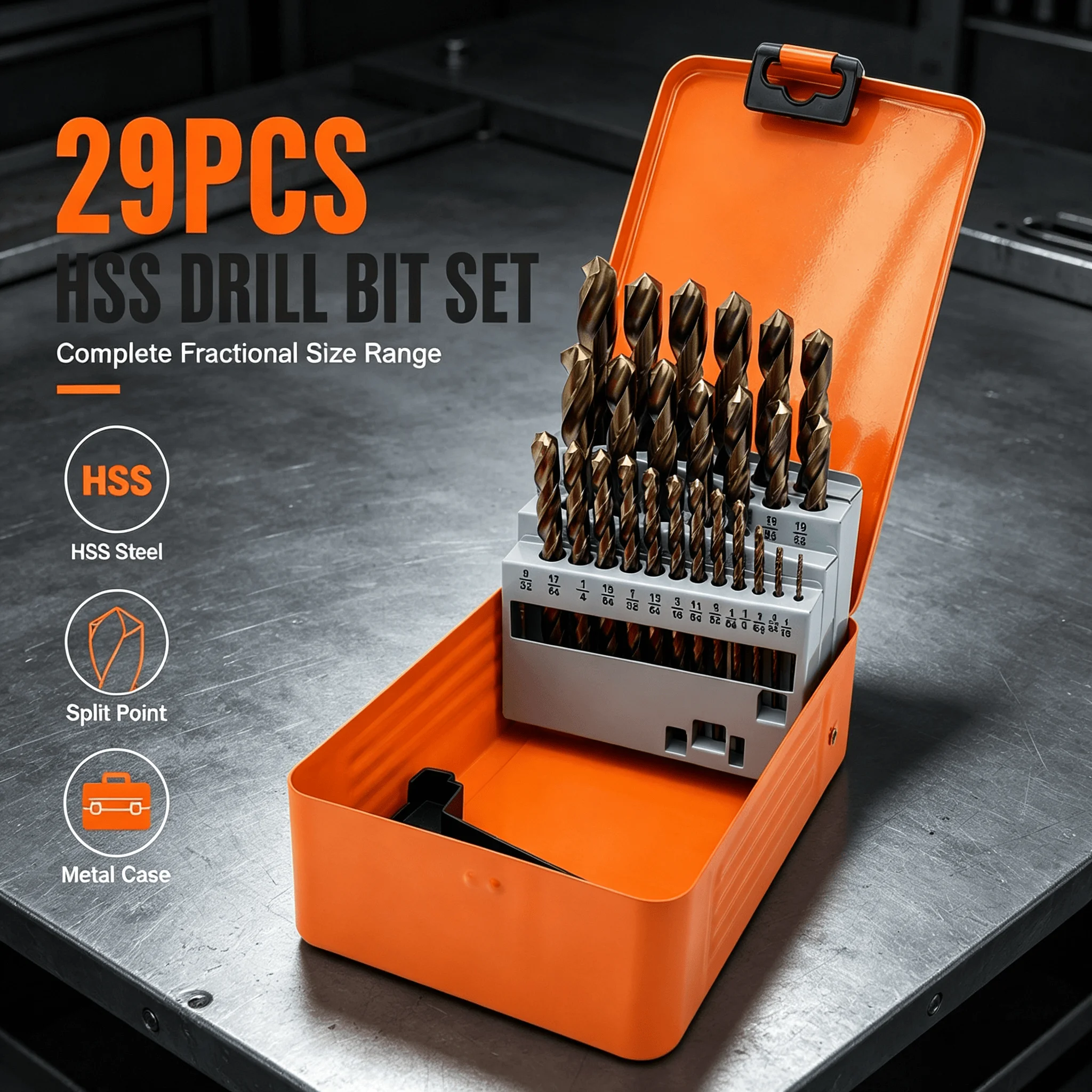29pcs-hss-twist-drill-bit-set-1-16-1-2-fractional-size-135°-split-point-drill-bits-for-metal-wood-plastic-with-storage-metal