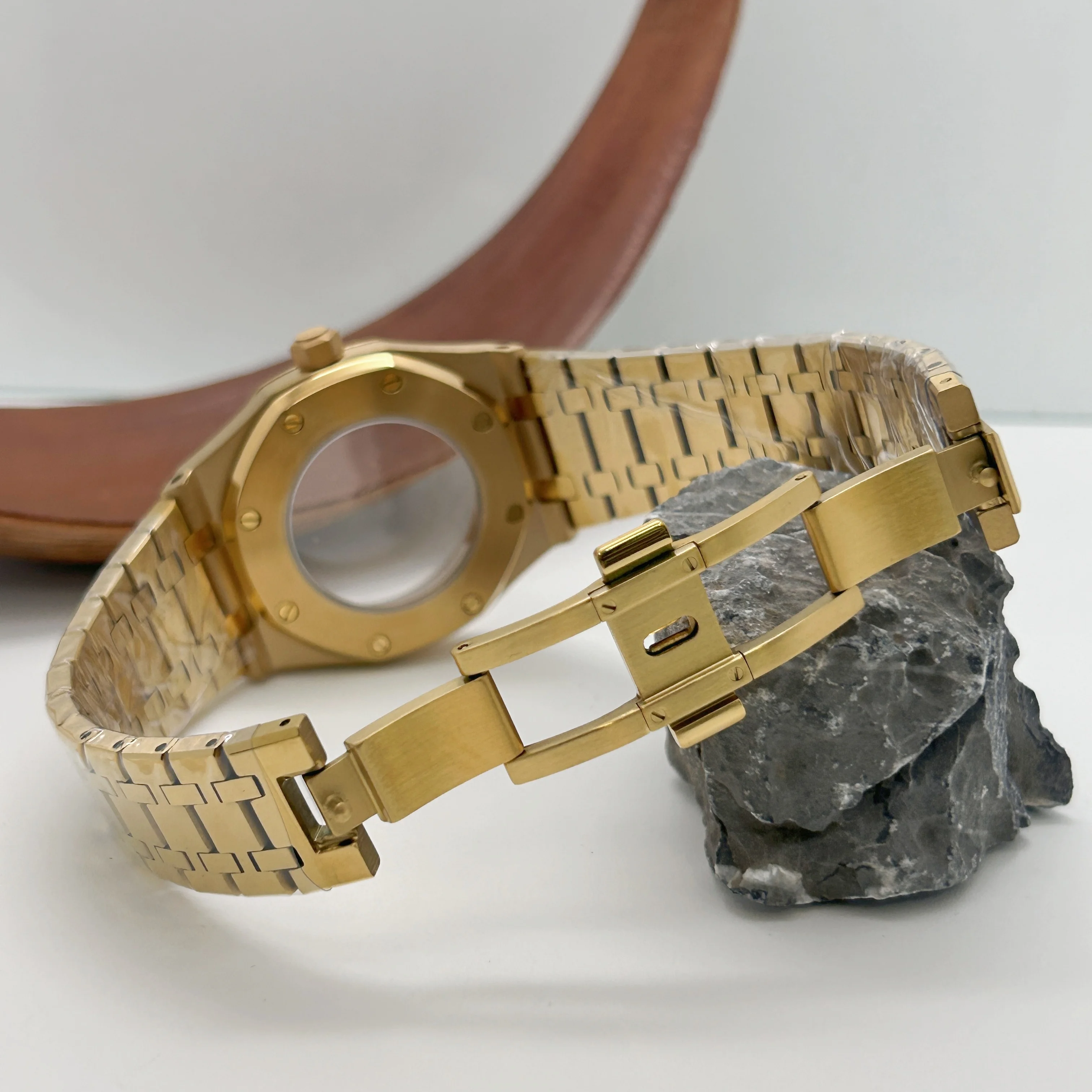 41mm Rose Gold Watch Case Parts Steel Band for Japan NH35/36/70 Automatic Movement 31.8mm Dial Three Hands Accessories No Brand