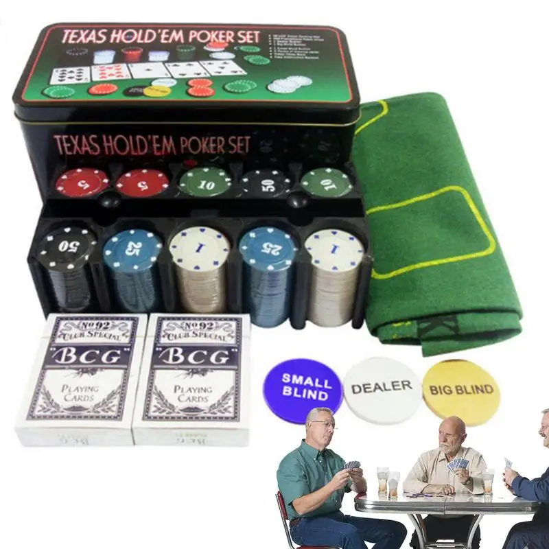 Juego de mesa de fiesta, juego de fichas de póker, juego de póker, 200 Uds. De fichas de póquer con gran ciego Vega para Texas Holdem, Camping al aire libre