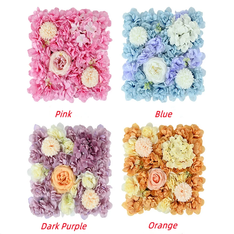 Pink Silk Rose  Artificial Flower Wall Panels  Peony Hydrangea Wedding Background Wall Festival Activities Fake Flower Wall