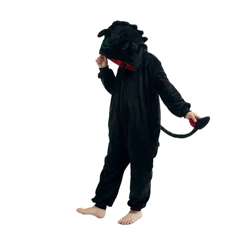 Kinder Onesie Zahnlos Cosplay Kostüm Halloween Pyjamas 1-teiliger Pyjama Weihnachten Junge Mädchen Ganzkörperkleidung Anime Homewear