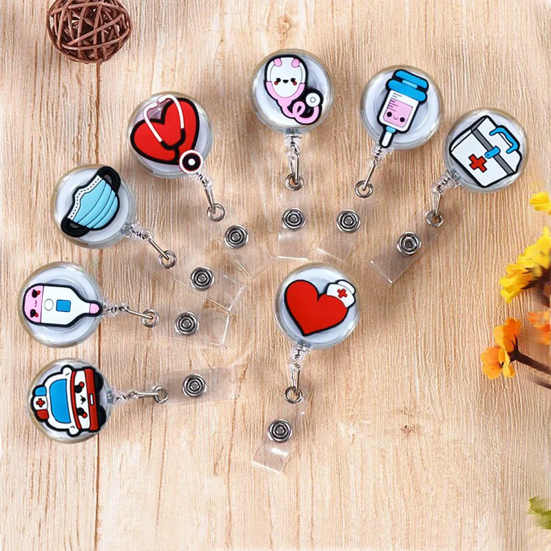 Cute Retractable Plastic Medical Nurse Pull Badge Reel Keyring Key Chain