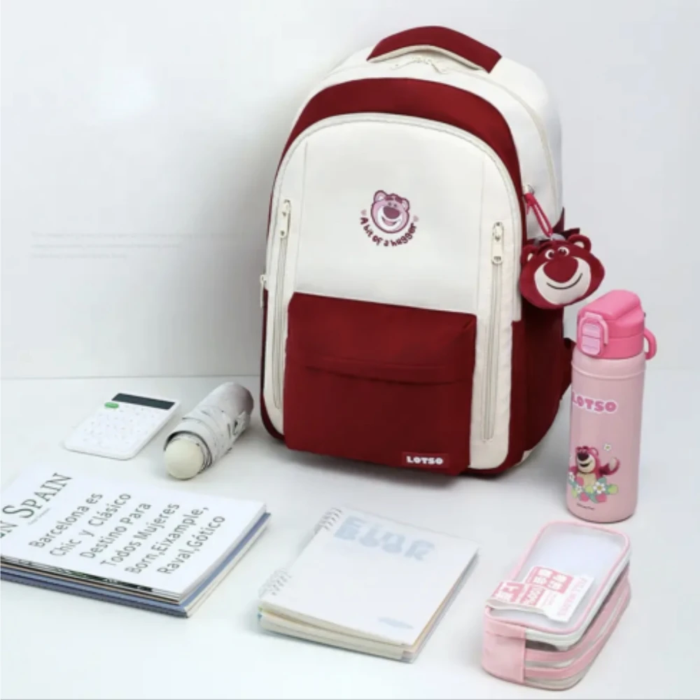 Miniso Disney Lotso Backpack Cute Kawaii Student Bag Cartoon Light Water Proof Stitch High Capacity Multifinonal Travel Backpack