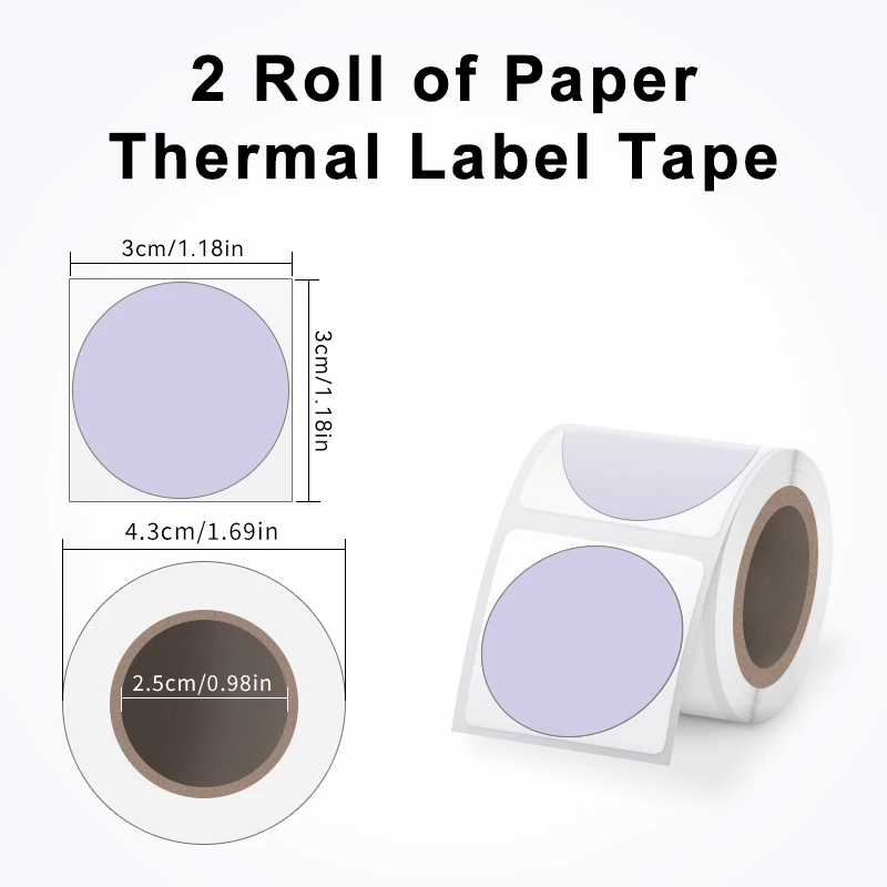 Sinmark roxo etiqueta térmica etiqueta de papel à prova dwaterproof água etiqueta adesiva redonda material de papel para impressora térmica