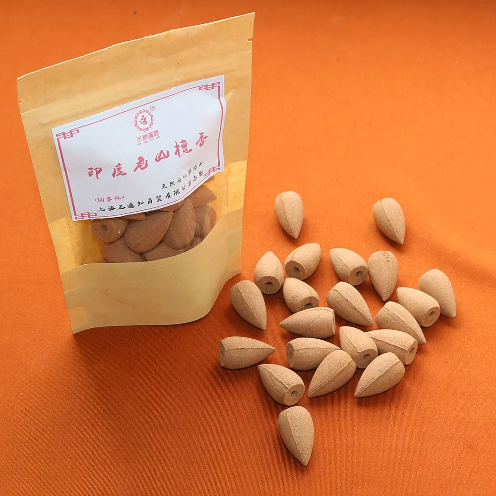 Conos de incienso de sándalo LaoShan Tan auténticos, fragancia de leche Natural fuerte y duradera, sabor indio aromático