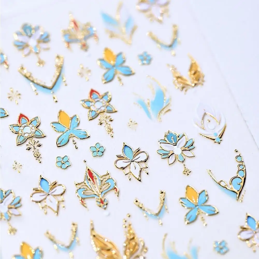 Autocollants pour ongles en forme de fleur, en Relief 5D, auto-adhésifs, à pression, Chic, pour pièces d'ongles, décalcomanies de manucure