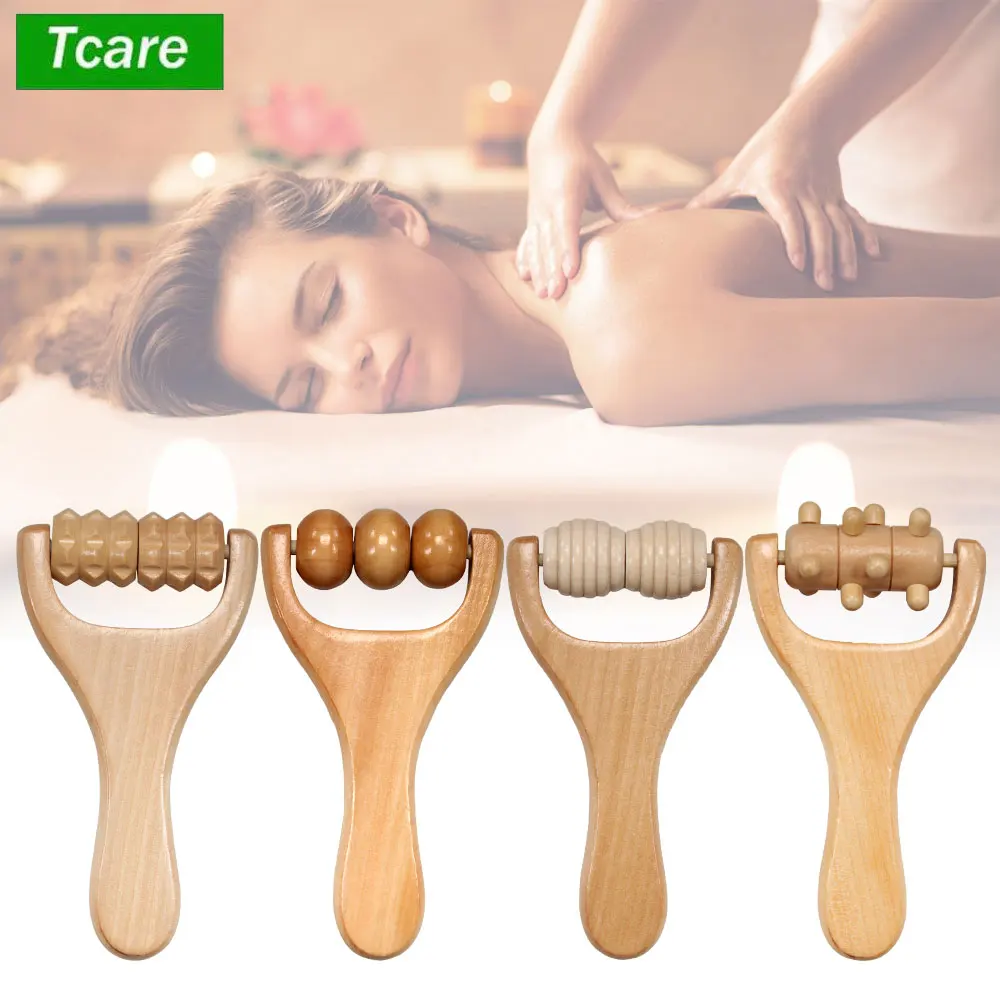 

Wooden Massage Roller, Handheld Massager Roller for Full Body Pain Relief,Pain Acupressure Deep Tissue Massage Therapy Equipment