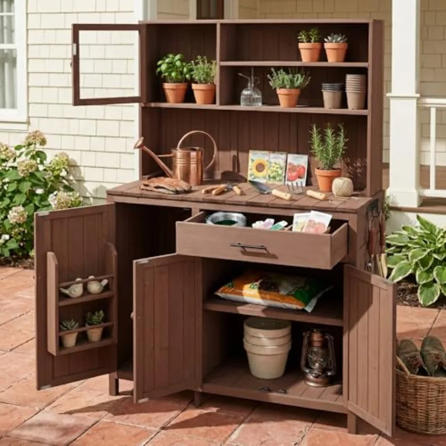 Potting Bench with Hutch, 65