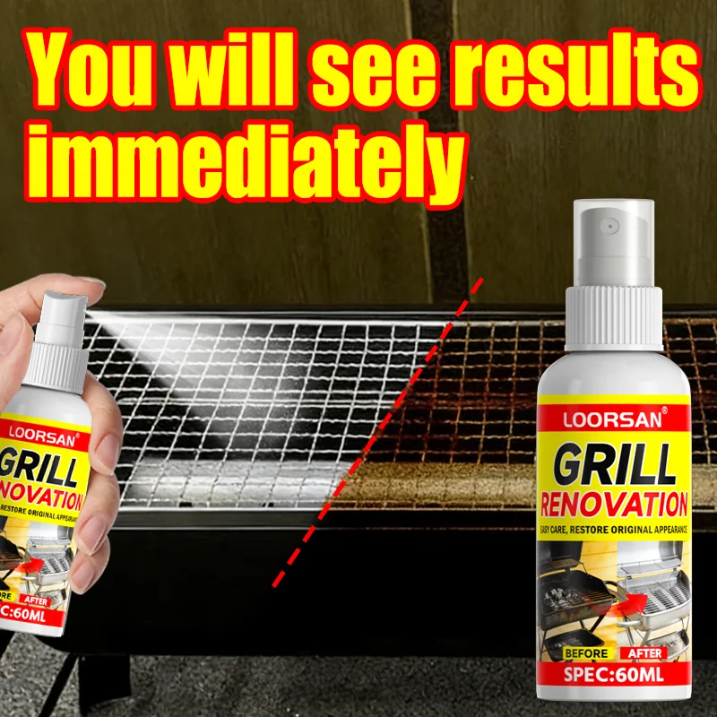 LOORSAN 60ML Restaurateur de barbecue à action rapide - Mousse puissante qui pénètre pour éliminer la graisse tenace et la rouille, redonne vie aux équipements de barbecue