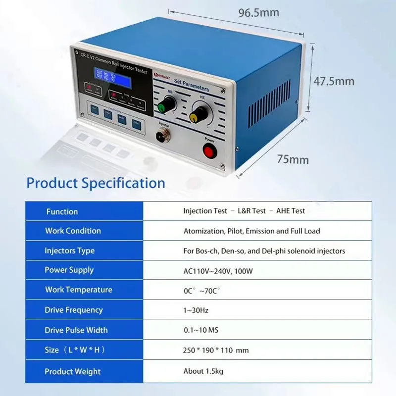 Upgrade V2 Version CR-C Diesel Common Rail Injector Tester for Atomization Idle Emissions Full Load Condition